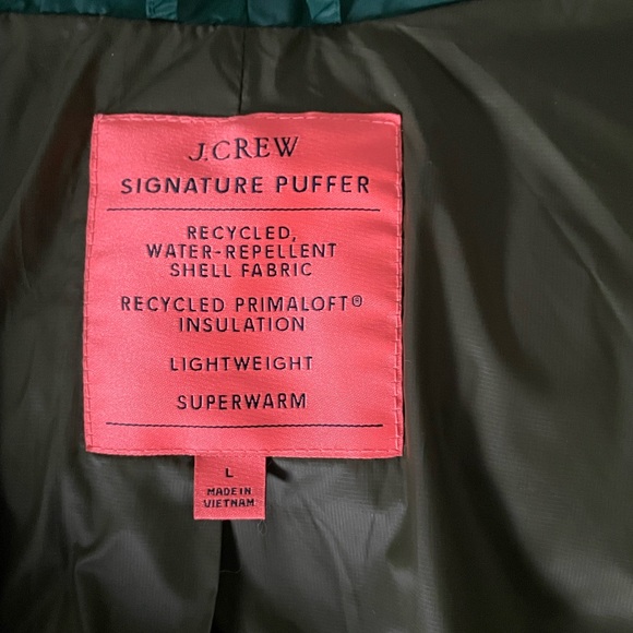J. Crew Alps Signature Puffer Jacket Spruce Green sz L - Picture 6 of 9